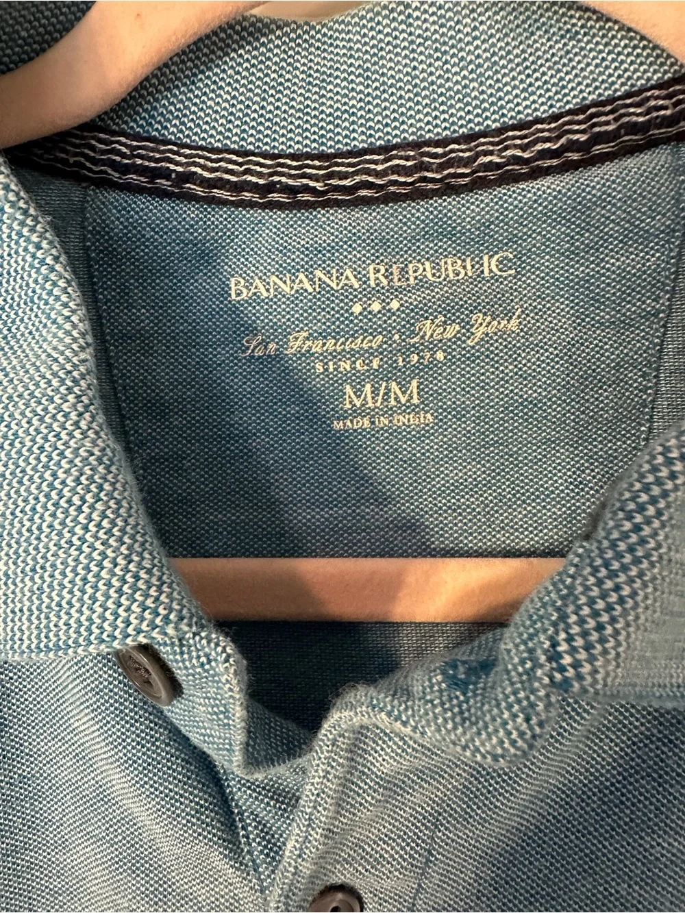 Banana Republic Men's M Heathered Sky Blue Polo